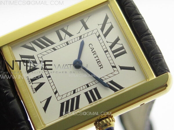 Tank Solo Ladies 28mm YG K11F 1:1 Best Edition White Dial on Black Coroc Leather Strap Ronda Quartz – Bild 4