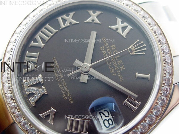 DateJust 31mm 72610 SS/Crystals Bezel APSF Best Edition Green Dial Roman Markers on Oyster Bracelet A2824 – Bild 4
