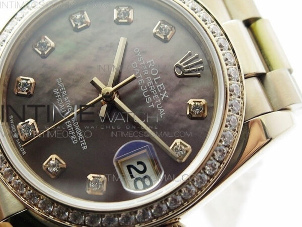 Datejust 31mm 278275 RG BP Best Edition Dia Bezel Brown Roman Crystal Markers Dial on RG President Bracelet – Bild 4