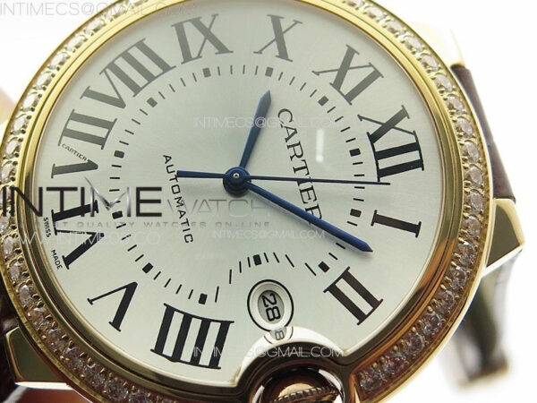 Ballon White 42mm Double Diamonds Bezel RG K3F 1:1 Best Edition White Texture Dial on Black Leather Strap A2824 – Bild 4