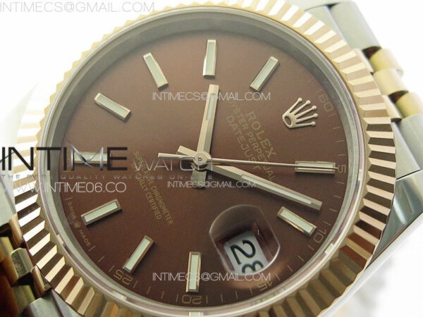 DateJust 41 126331 904L SS/RG GMF 1:1 Best Edition Rrown Dial Sticks Markers On Jubilee Bracelet VR3235 – Bild 3