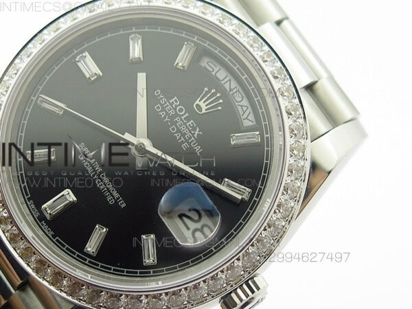 Day-Date 40 SS BP 1:1 Best 228239 Diamond Bezel Black Dial on SS Bracelet – Bild 4