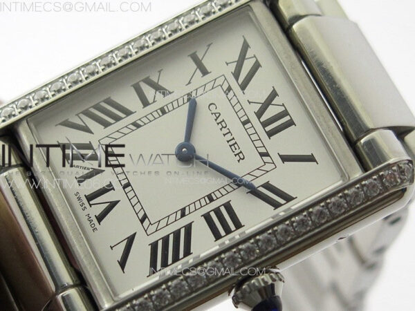 Tank Louis Ladies 25mm SS/Dia Bezel 8848F 1:1 Best Edition White Dial on SS Bracelet Ronda Quartz(Free leather strap) – Bild 4
