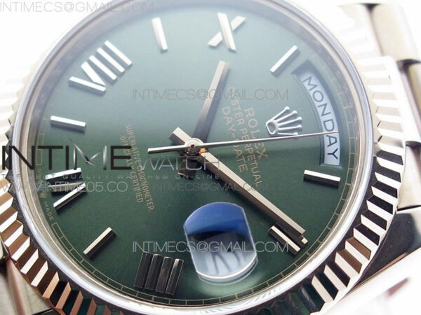 Day-Date 40mm 228239 BP New Dial Version 904 RG Green Roman Markers Dial on RG President Bracelet A2836 – Bild 4