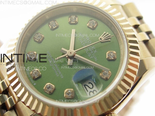 Datejust 28mm 279179 RG APSF Best Edition Green Dial Crystals Markers on SS Jubilee Bracelet NH05 – Bild 4