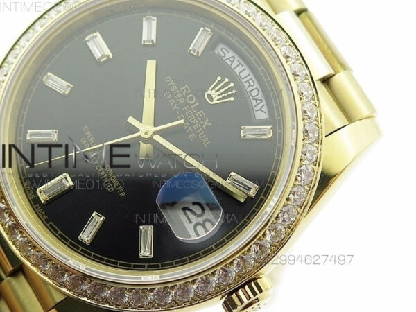 Day-Date 40 YG BP 1:1 Best 228239 Black Diamond Sticks Dial Diamond Bezel on SS Bracelet – Bild 4