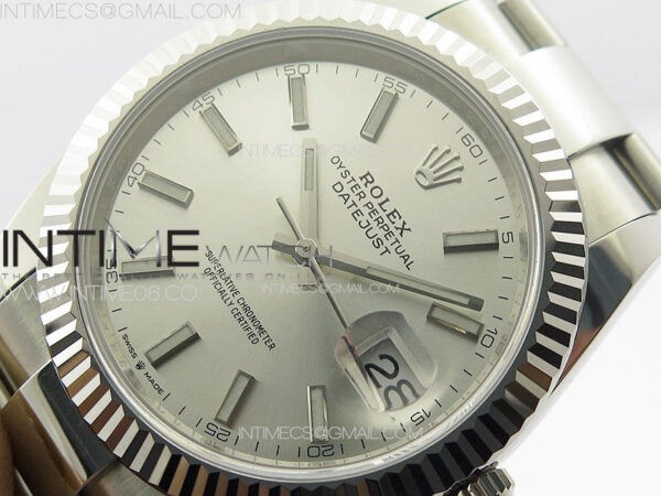 DateJust 41 126334 NTF 1:1 Best Edition 904L Steel Silver Stick Dial on Oyster Bracelet VR3235 – Bild 4