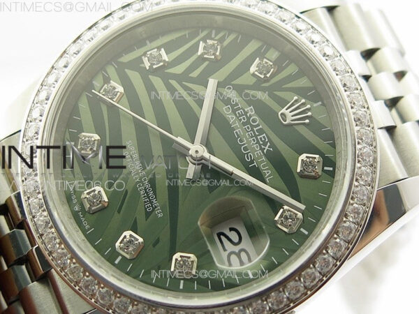 DateJust 36 SS 126233 Diamonds Bezel JDF 1:1 Best Edition New Green Dial on Jubilee SS Bracelet – Bild 4