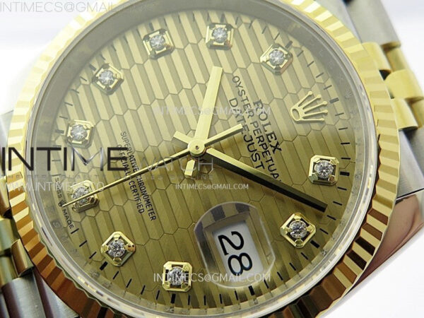 DateJust 36 SS 126233 904L SS/YG VSF 1:1 Best Edition Gold Fluted Dial Diamonds Markers on Jubilee Bracelet VS3235 – Bild 4