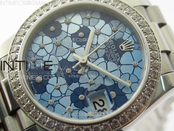 DateJust 31mm 278274 904L SS/Crystals Bezel GMF Best Edition Blue Flowers Crystals Dial on 904L President Bracelet A2824 – Bild 4