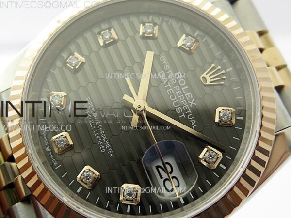 DateJust 36 SS 126231 904L SS/RG VSF 1:1 Best Edition Gray Fluted Dial Diamonds Markers on Jubilee Bracelet VS3235 – Bild 4