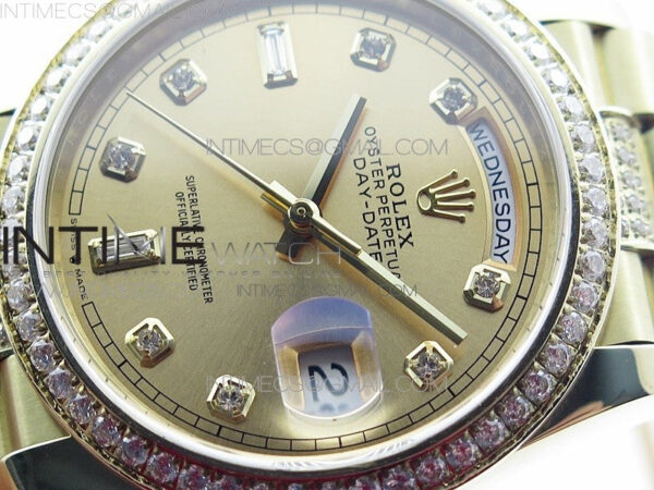 Day-Date 36 128235 YG/Crystal BP Best Edition YG Crystal Marker Dial on YG President Bracelet A2836 – Bild 4