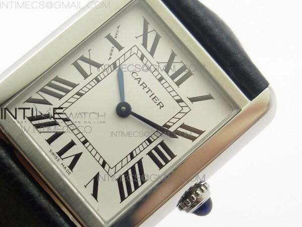 Tank Solo Ladies 25mm SS AF 1:1 Best Edition White Dial on Black Leather Strap Ronda Quartz – Bild 4