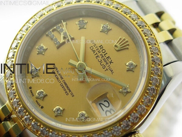 Datejust 28mm 279179 SS/YG APSF Best Edition Gold Dial Stars Crystals Markers on SS/YG Jubilee Bracelet NH05 – Bild 4