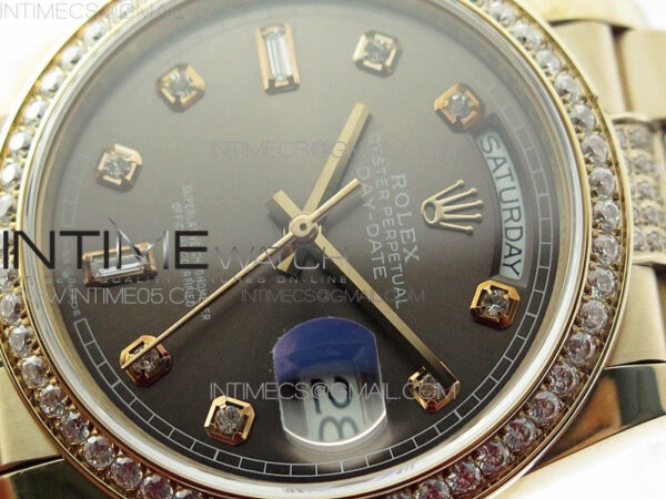Day-Date 36 128235 RG/Crystal BP Best Edition Gray Crystal Marker Dial on RG President Bracelet A2836 – Bild 4