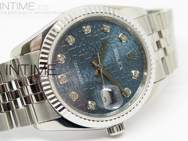 DateJust 116234 SS Blue Textured Dial Diamond Markers on SS Bracelet SA3135 – Bild 4