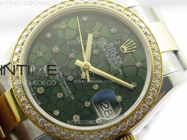 DateJust 31mm 72610 Crystals Bezel SS/YG APSF Best Edition Blue Flowers Crystals Dial on Oyster Bracelet A2824 – Bild 4