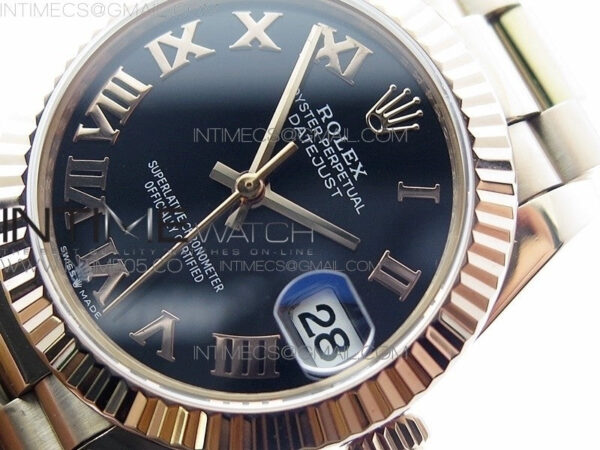 Datejust 31mm 278275 RG BP Best Edition Black Roman Markers Dial @6 Dia on RG President Bracelet – Bild 3