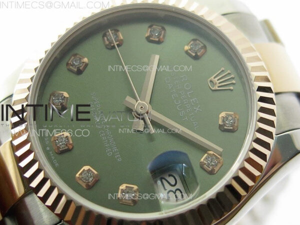 DateJust 31mm 72610 SS/RG APSF Best Edition Green Dial Crystals Markers on Oyster Bracelet A2824 – Bild 4