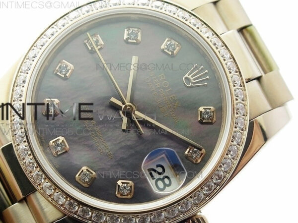 Datejust 31mm 278275 RG Dia Bezel BP Best Edition Gray MOP Crystal Markers Dial on RG President Bracelet – Bild 4