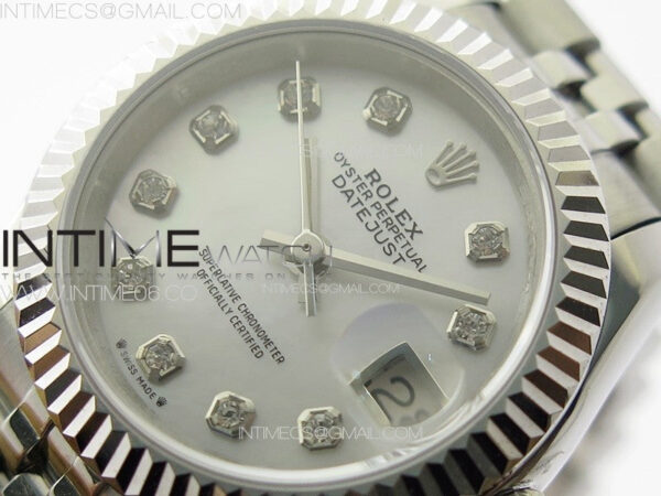 Datejust 28mm 279179 SS APSF Best Edition Silver Dial Crystals Markers on SS Jubilee Bracelet NH05 – Bild 4