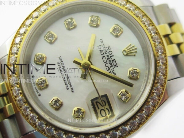 Datejust 28mm 279173 Crystals Bezel SS/YG APSF Best Edition Green Dial Crystals Markers on Jubilee Bracelet NH05 – Bild 4
