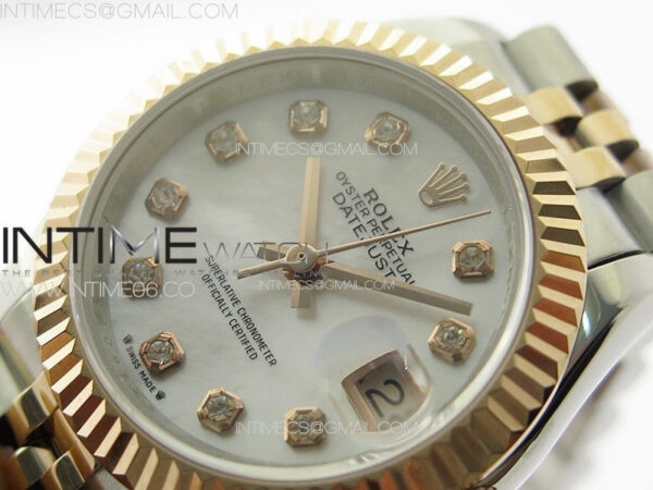Datejust 28mm 279179 SS/RG APSF Best Edition White MOP Dial Crystals Markers on SS/RG Jubilee Bracelet NH05 – Bild 4