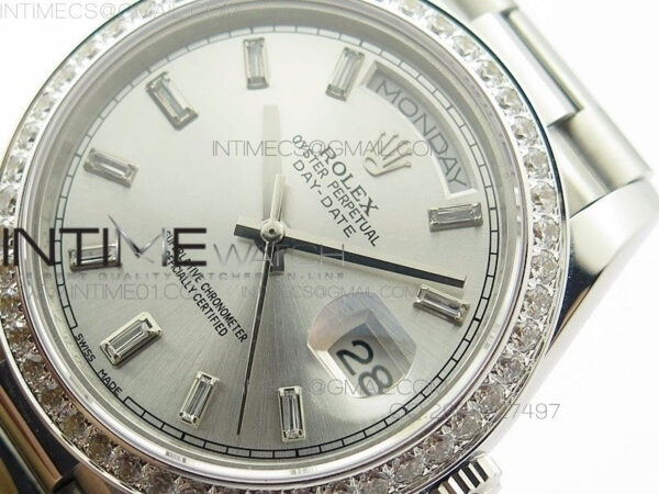 Day-Date 40 SS BP 1:1 Best 228239 Diamond Bezel Gray Dial on SS Bracelet – Bild 5