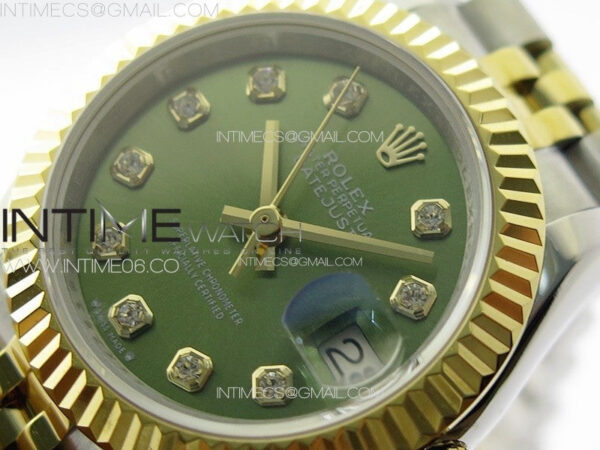 Datejust 28mm 279179 SS/YG APSF Best Edition Green Dial Crystals Markers on SS/YG Jubilee Bracelet NH05 – Bild 4