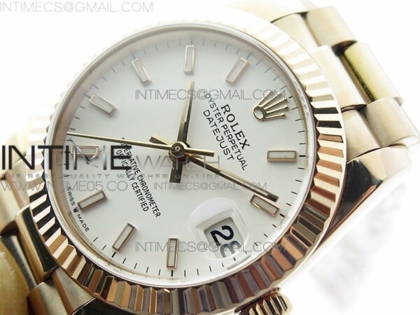 Datejust 31mm 278275 RG BP Best Edition White Sticks Markers Dial on RG President Bracelet – Bild 4