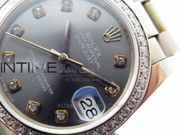 Datejust 31mm 278275 RG Dia Bezel BP Best Edition Gray Crystal Markers Dial on RG President Bracelet – Bild 4