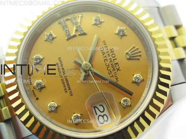 Datejust 28mm 279173 SS/YG APSF Best Edition Gold Dial Star Crystals Markers on Jubilee Bracelet NH05 – Bild 6
