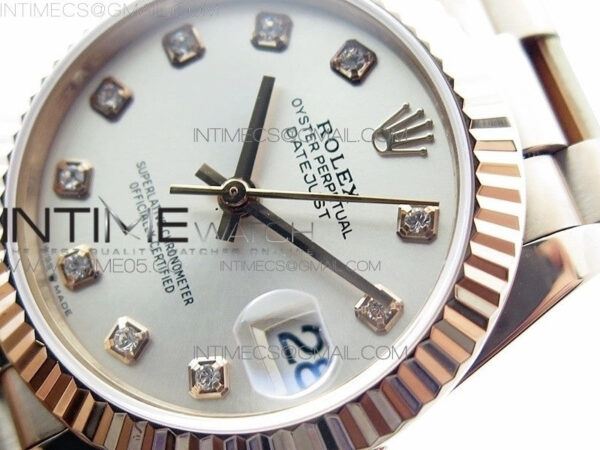 Datejust 31mm 278275 RG BP Best Edition Silver Crystals Markers Dial on RG President Bracelet – Bild 4