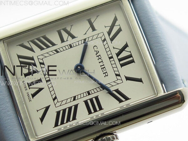 Tank Louis Ladies 25mm SS 8848F 1:1 Best Edition White Dial on Blue Leather Strap Ronda Quartz – Bild 5