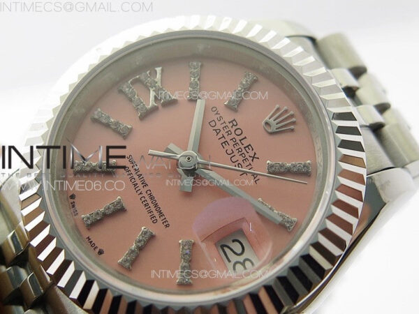 Datejust 28mm 279179 SS APSF Best Edition Pink Dial Sticks Crystals Markers on SS Jubilee Bracelet NH05 – Bild 5