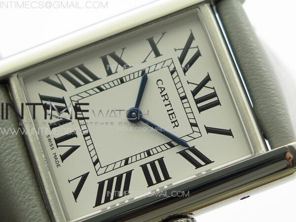 Tank Louis Ladies 25mm SS 8848F 1:1 Best Edition White Dial on GrayLeather Strap Ronda Quartz – Bild 4