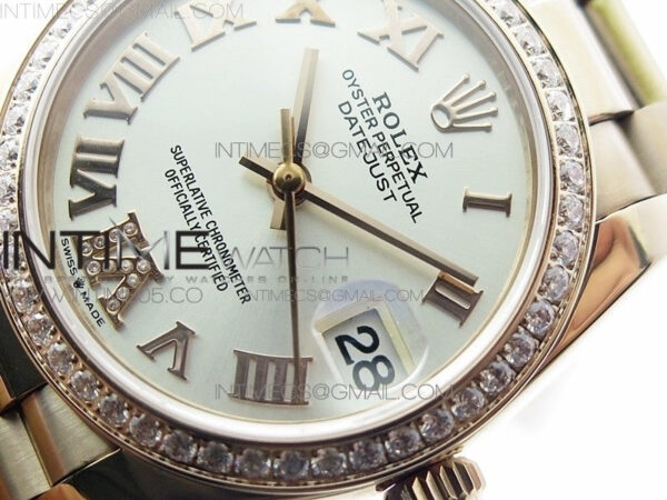 Datejust 31mm 278275 RG Dia Bezel BP Best Edition Silver Roman Markers Dial @6 Dia on RG President Bracelet – Bild 4