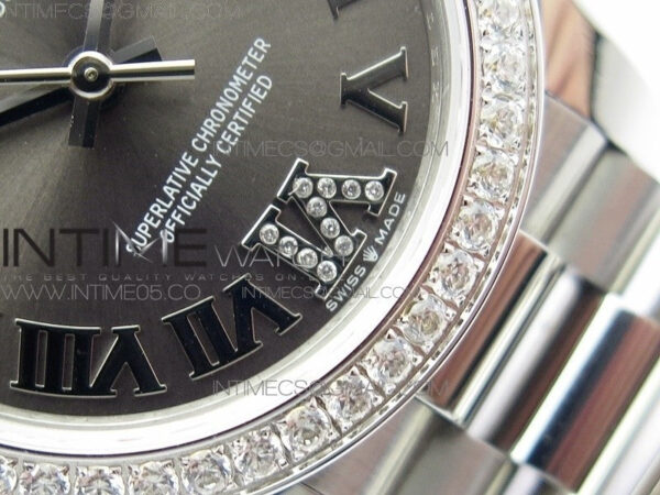 Datejust 31mm 278275 SS Crystals bezel BP Best Edition Gray Roman Markers Dial(@6 Crystal marker) on SS President Bracelet – Bild 5