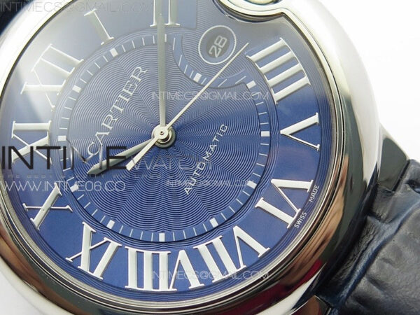 Ballon Bleu 42mm SS K3F 1:1 Best Edition Blue Texture Dial on Blue Leather Strap A2824 – Bild 5