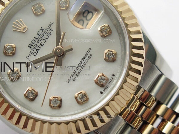 Datejust 28mm 279179 SS/RG APSF Best Edition White MOP Dial Crystals Markers on SS/RG Jubilee Bracelet NH05 – Bild 5
