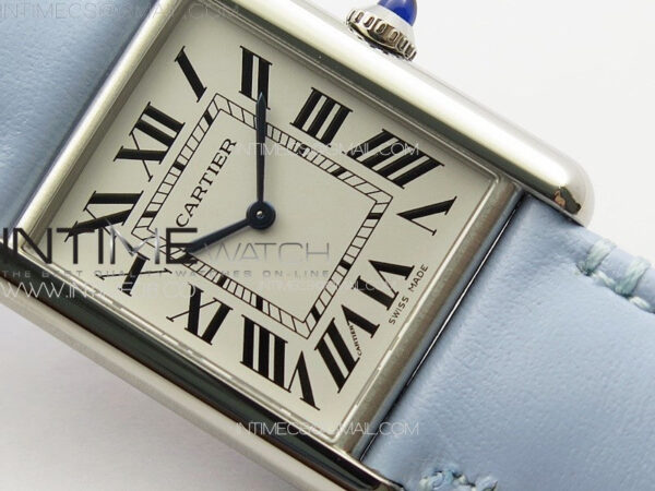 Tank Louis Ladies 25mm SS 8848F 1:1 Best Edition White Dial on Blue Leather Strap Ronda Quartz – Bild 4