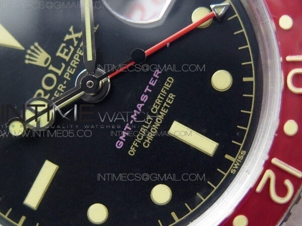 Vintage GMT Master 6542 Black/Red Bezel B12 Black Dial on SS Bracelet A2836 – Bild 5