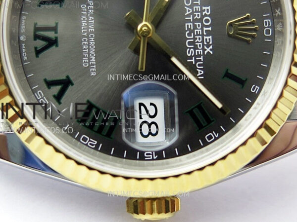 DateJust 36 SS 126233 904L SS/YG VSF 1:1 Best Edition Gray Dial Green Roman Markers on Jubilee Bracelet VS3235 – Bild 6