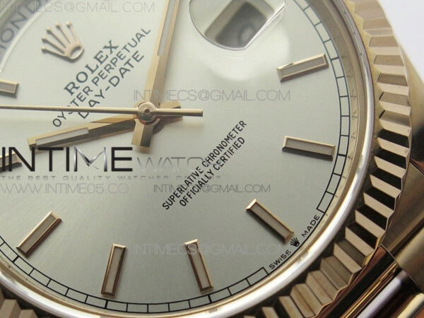 Day-Date 40mm 228239 BP New Dial Version 904 RG Silver Stick Markers Dial on RG President Bracelet A2836 – Bild 5