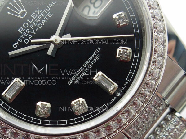 Day-Date 36 128239 SS/Crystal BP Best Edition Black Crystal Markers Dial on SS President Bracelet A2836 – Bild 5