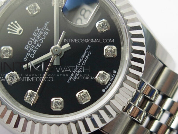 Datejust 28mm 279179 SS APSF Best Edition Black Dial Crystals Markers on SS Jubilee Bracelet NH05 – Bild 5