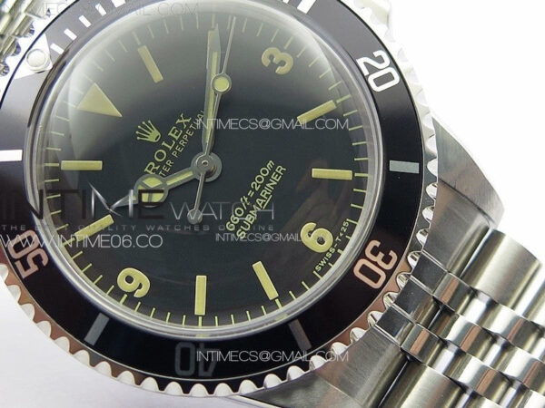 Vintage Submariner 5513 No Date SS B12 Best Edition Black Dial on Jubilee Bracelet A2836 (Style6) – Bild 4