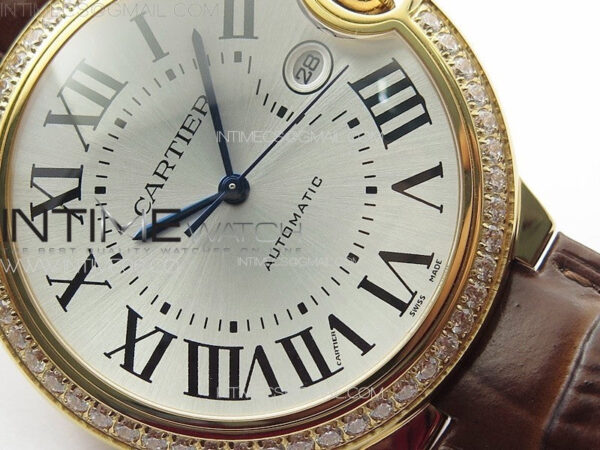 Ballon White 42mm Double Diamonds Bezel RG K3F 1:1 Best Edition White Texture Dial on Black Leather Strap A2824 – Bild 5