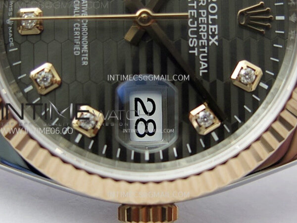 DateJust 36 SS 126231 904L SS/RG VSF 1:1 Best Edition Gray Fluted Dial Diamonds Markers on Jubilee Bracelet VS3235 – Bild 5