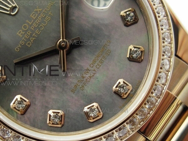 Datejust 31mm 278275 RG Dia Bezel BP Best Edition Gray MOP Crystal Markers Dial on RG President Bracelet – Bild 5
